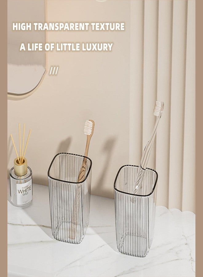 Chchmu Bathroom Toothbrush Cup 2 Pcs Minimalist Tumbler Cup Unbreakable Bathroom Wash Cup Large Capacity Couple Toothbrush Cup & Toothpaste Holder, Drink Cup Set of 2 - Image 4